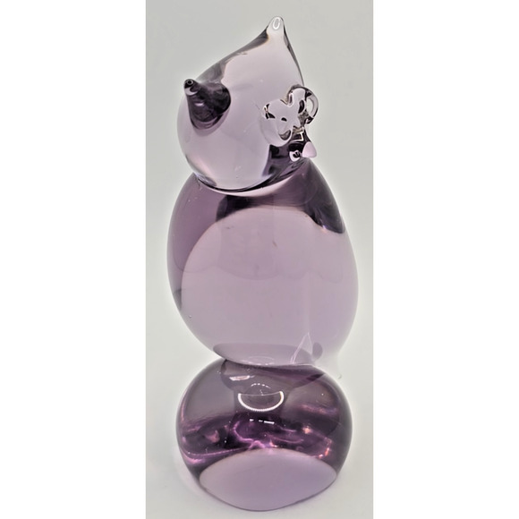 Vintage Paperweight Crystal Owl Purple Hand Blown Glass 4.25" U97 - Picture 3 of 7